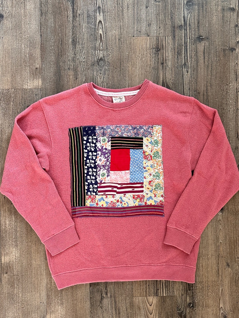 Upcycled Log Cabin Quilt Block Sweater